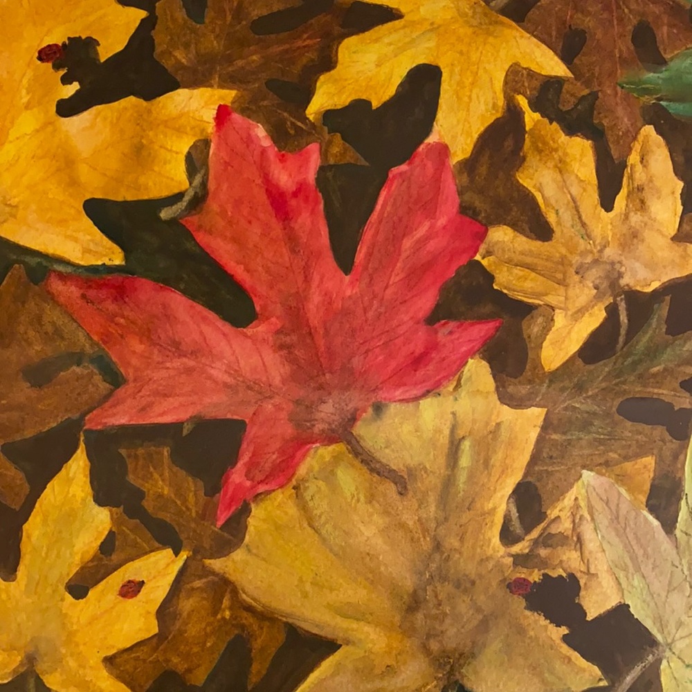 Original Watercolor 16x20 Fall Leaves